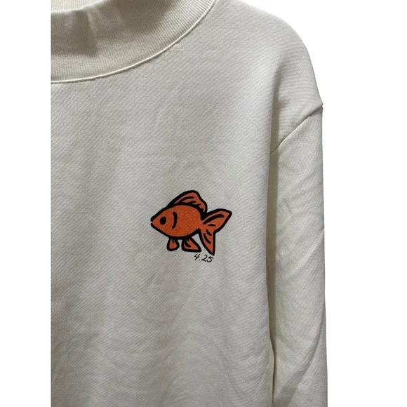 PARKE Mockneck Sweatshirt Briland Bahamas Fish Cream Womens Size S/M NWOT - Picture 4 of 7